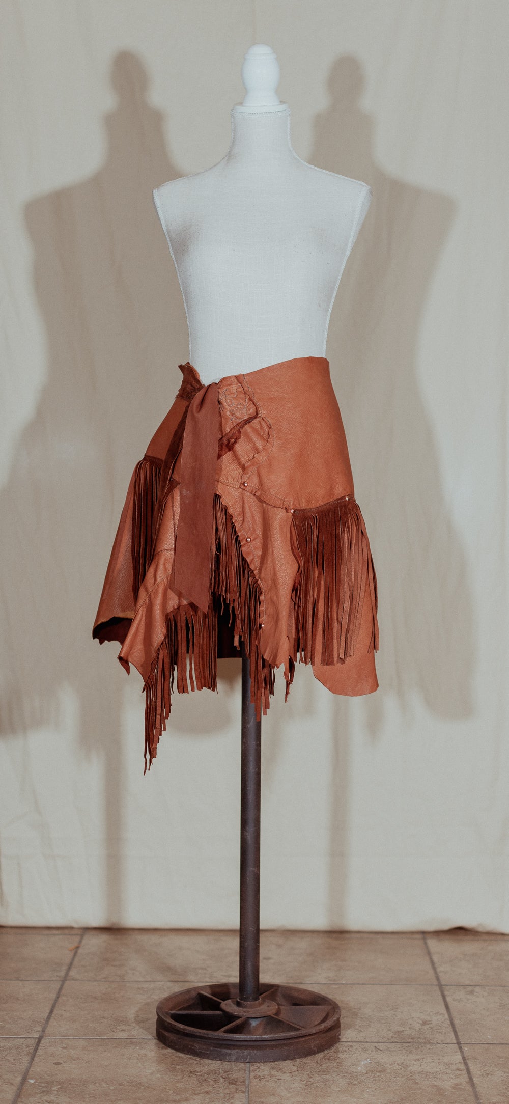 Leather Fringe Wrap Skirt