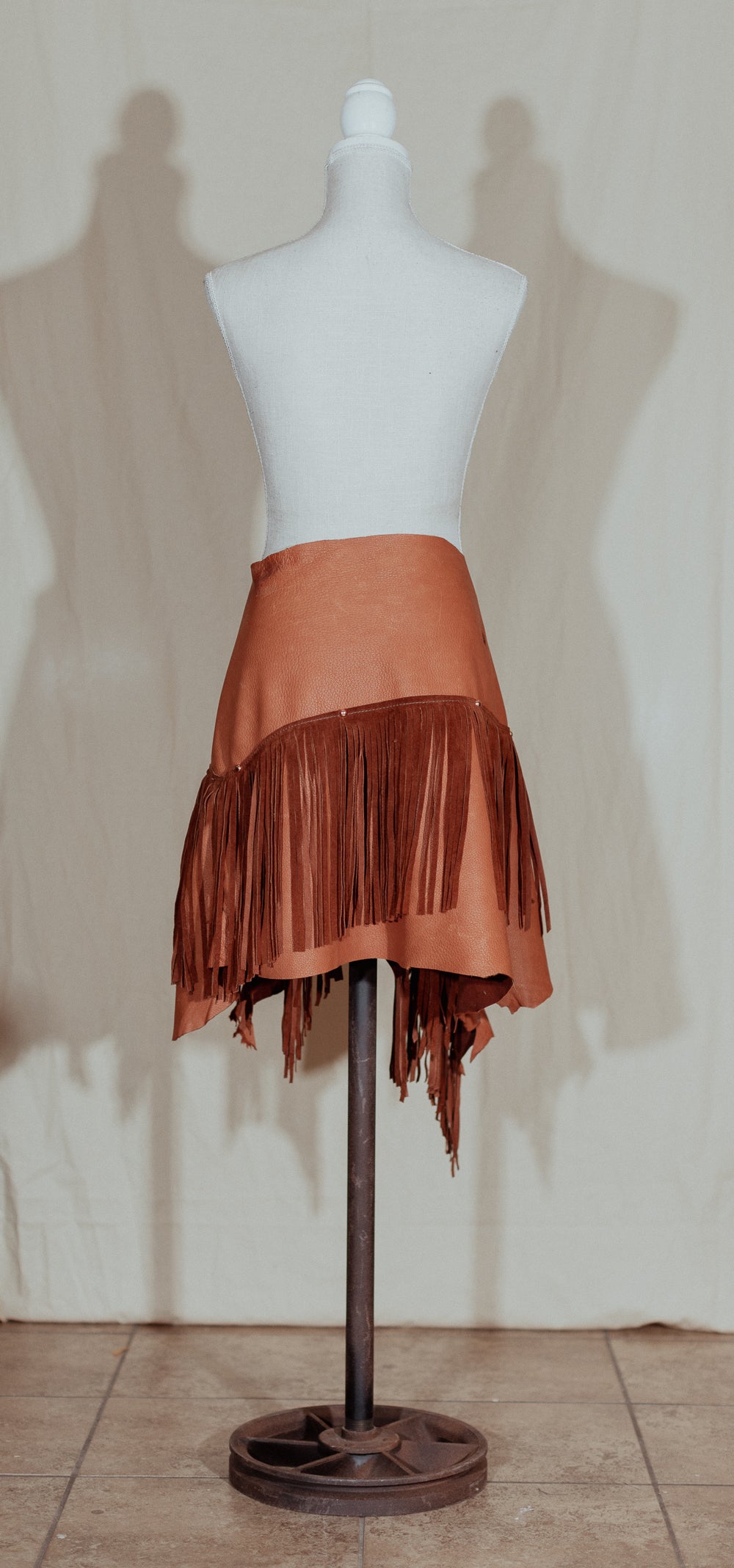 Leather Fringe Wrap Skirt