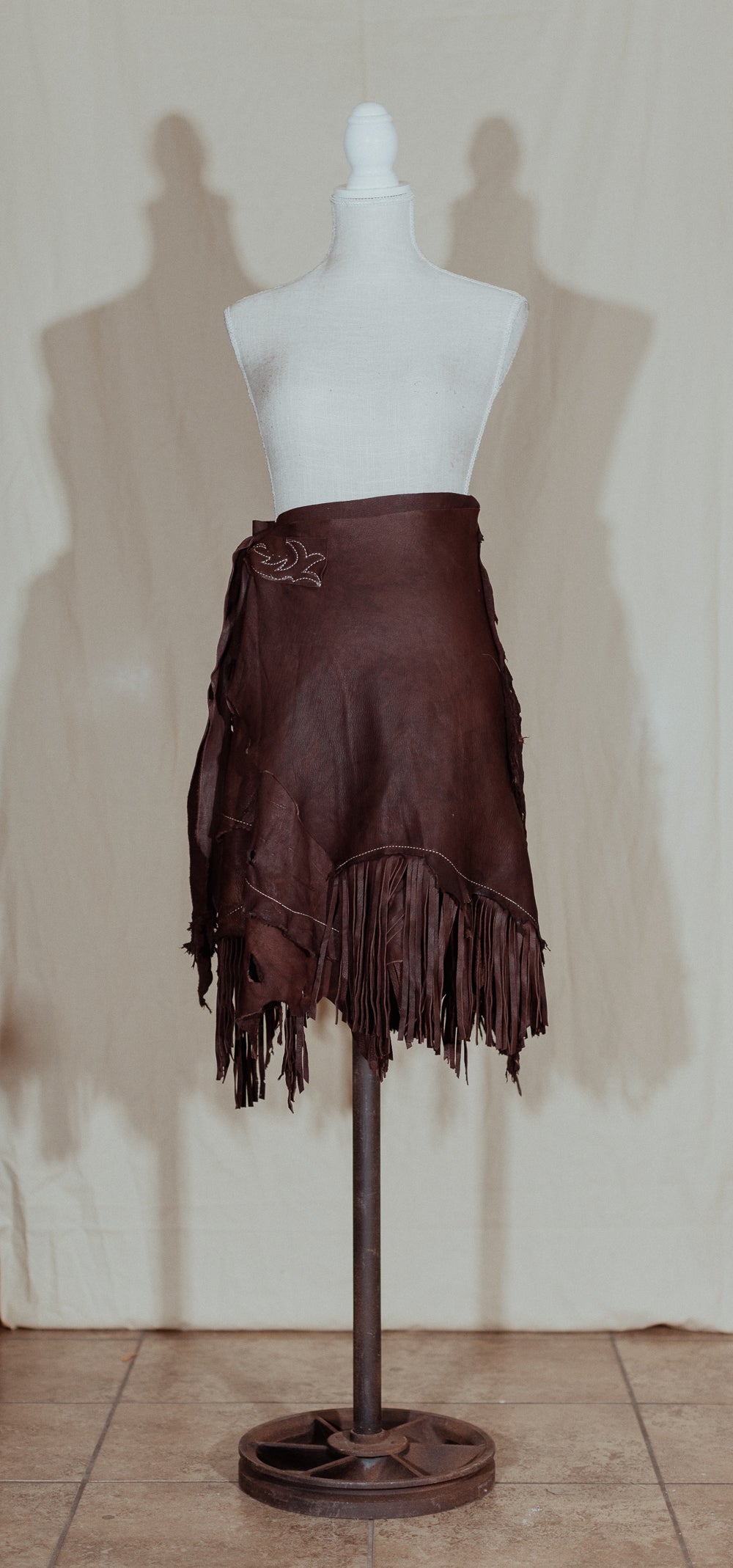 Brown Leather Wrap Skirt