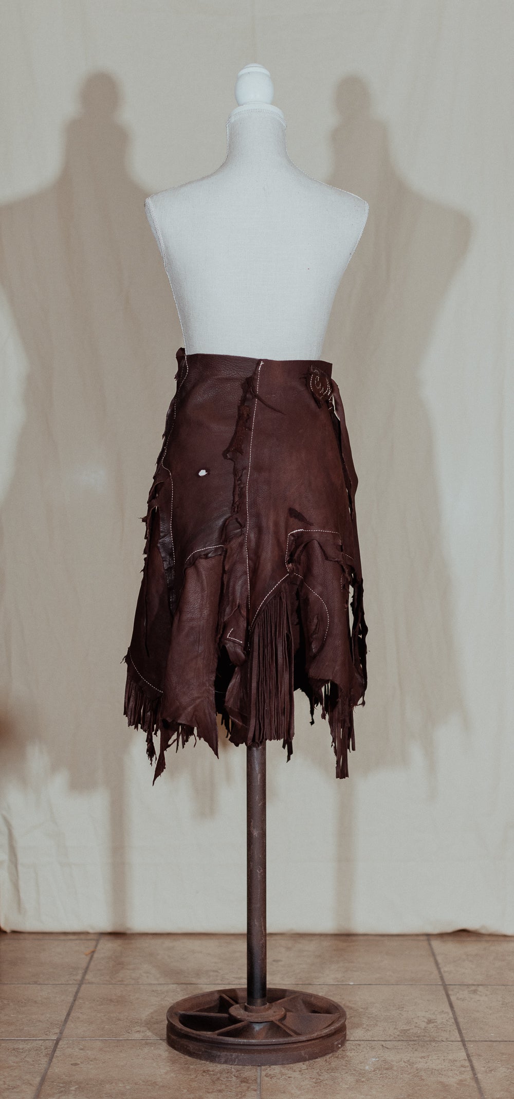 Brown Leather Wrap Skirt