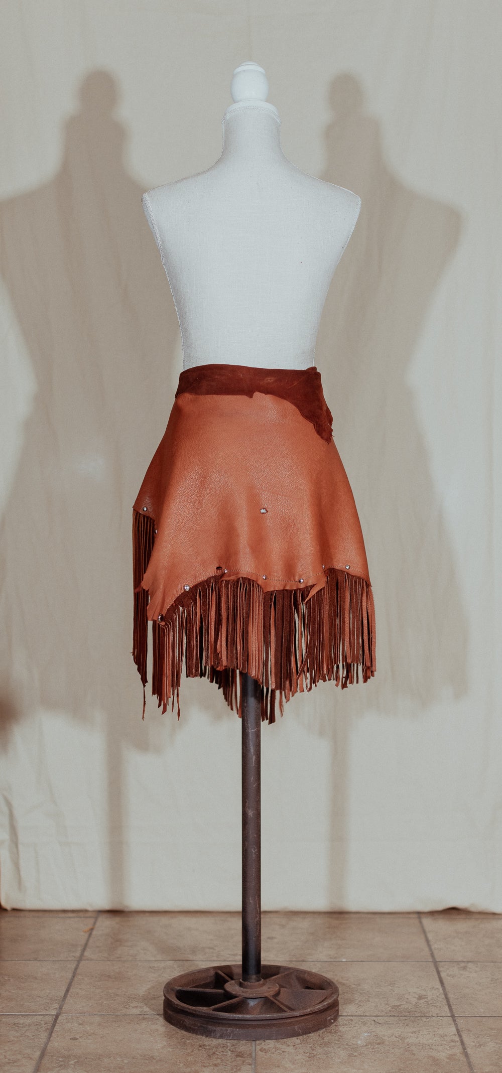 ShotGun Chelle Logo Brown Leather Wrap Skirt
