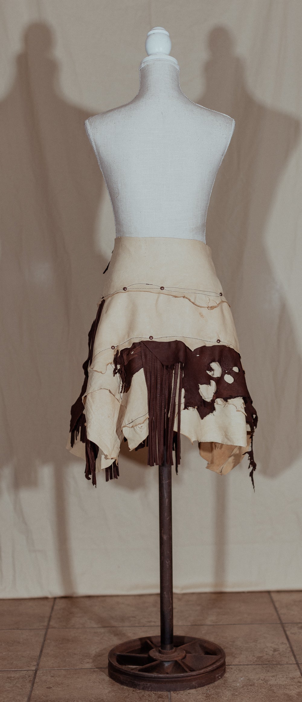 Long Horn Leather Fringe Wrap Skirt