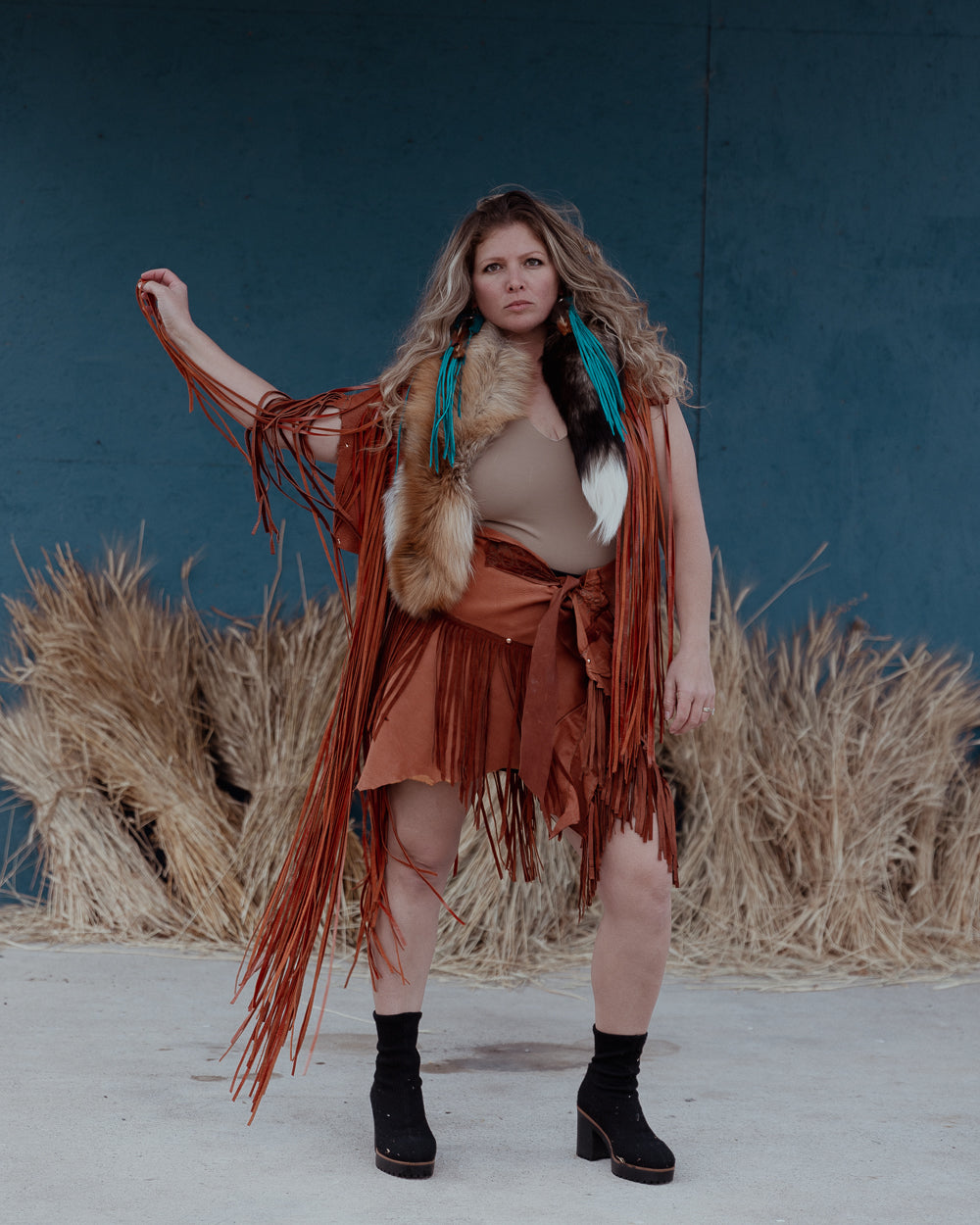 Fox Leather Fringe Duster