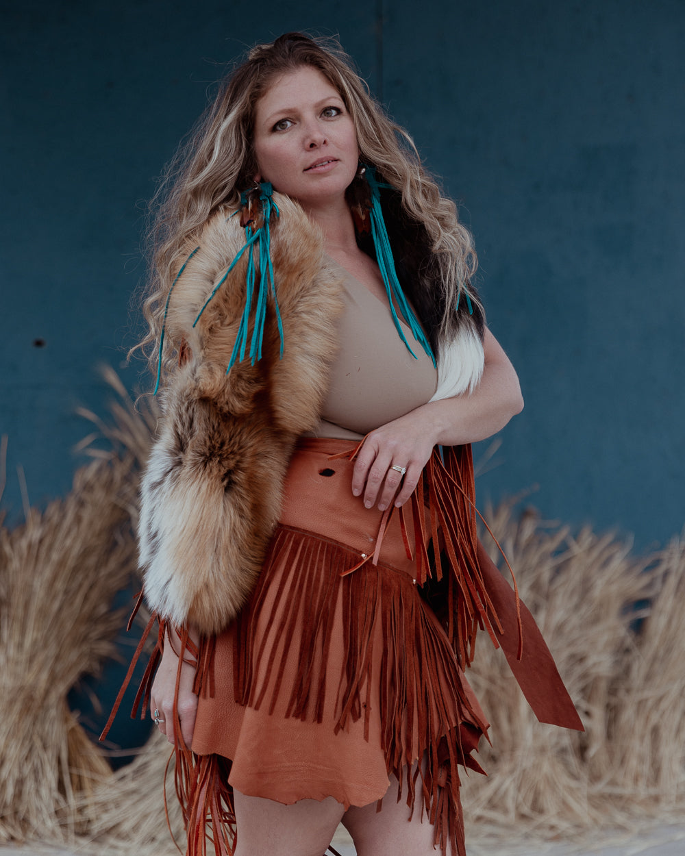 Fox Leather Fringe Duster