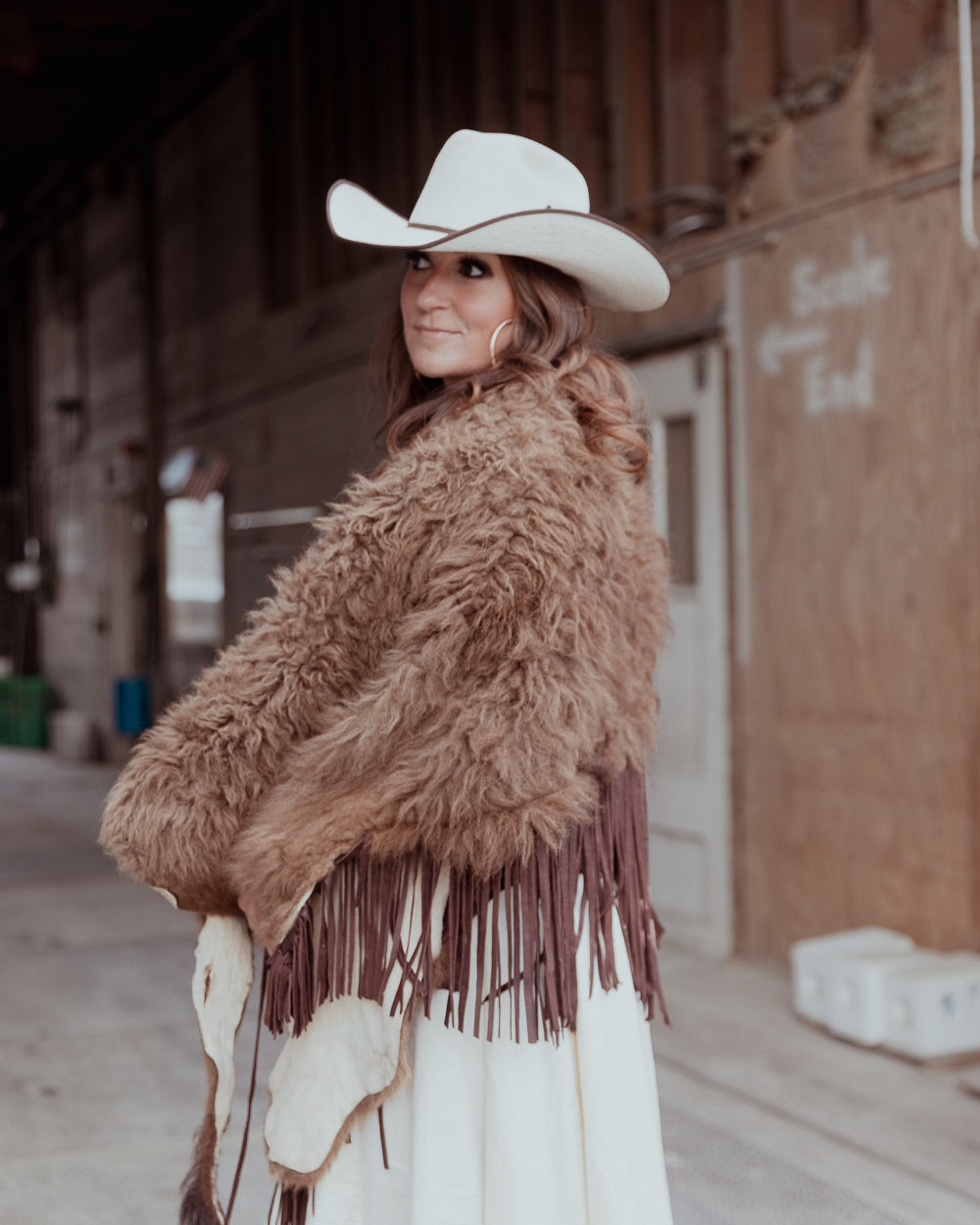 Bison and Brown Leather Fringe Cape