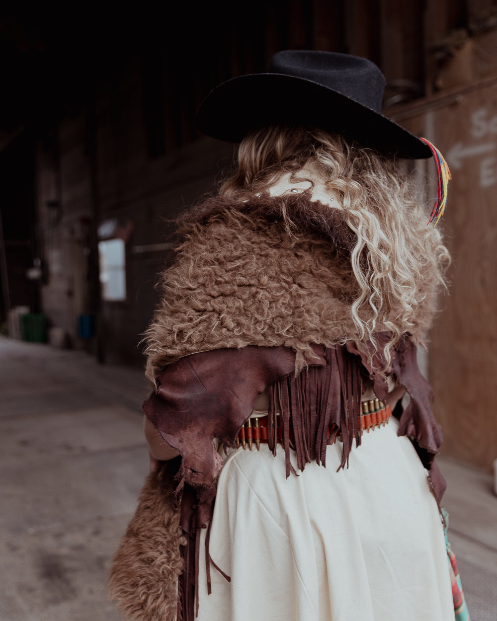 Buffalo and Brown Leather Fringe Cape