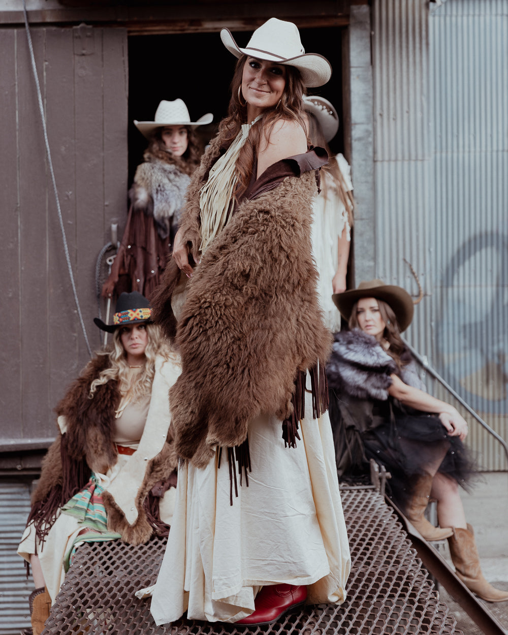 Bison and Brown Leather Fringe Cape